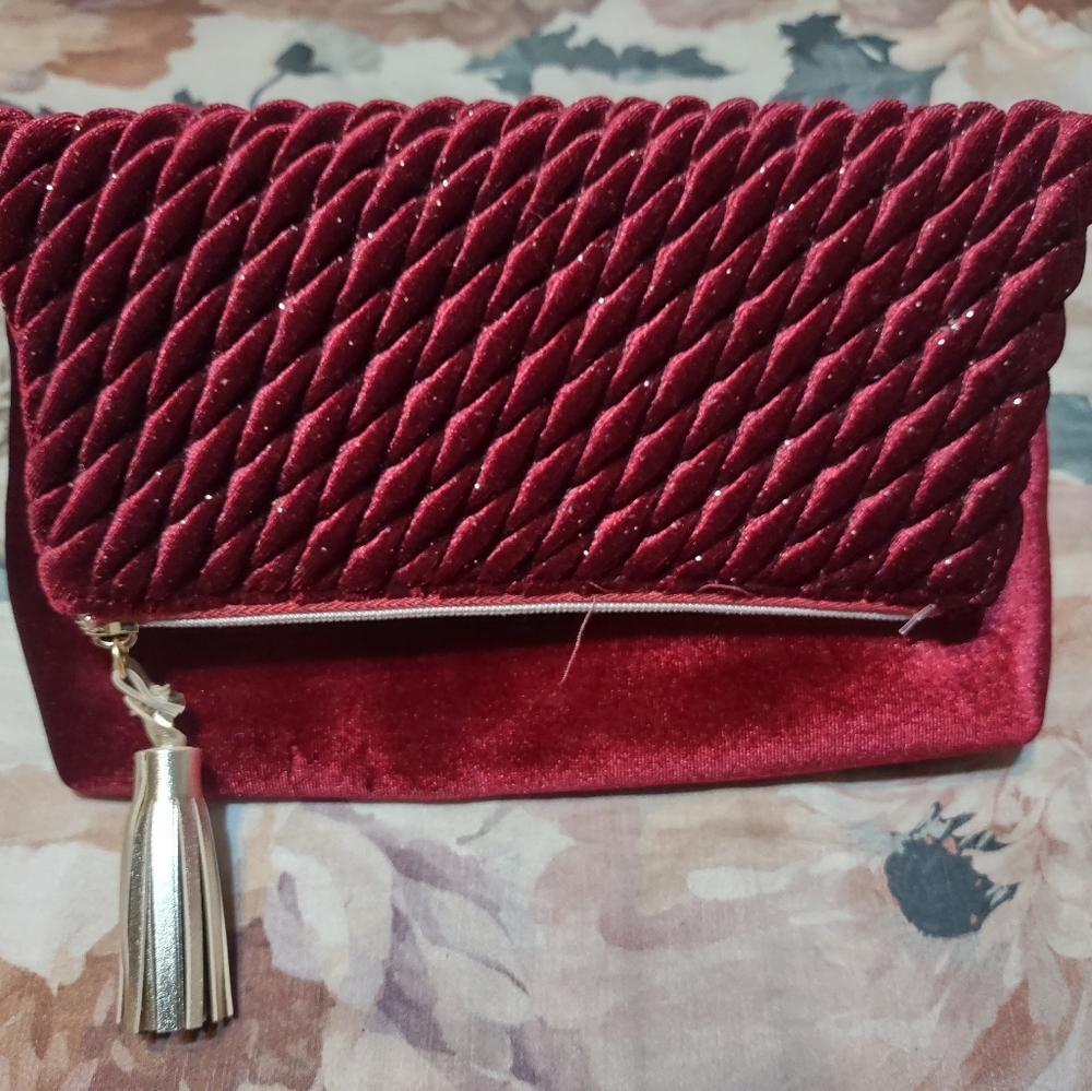 Burgundy clutch
